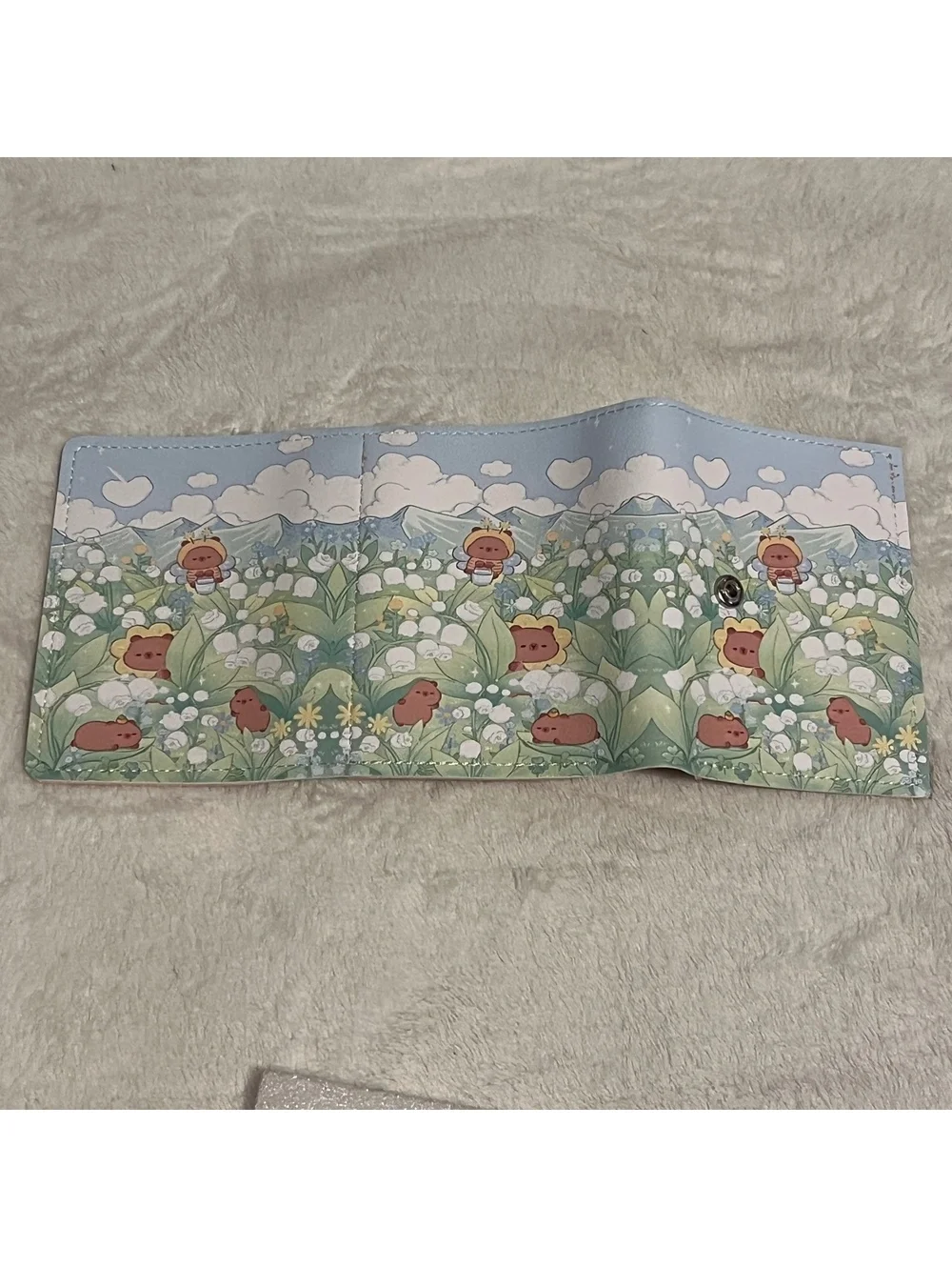 Floral Green capybara trifold wallet